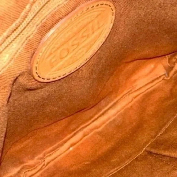 Fossil Cognac Brown Pebbled Leather Crossbody Bag - Picture 12 of 13